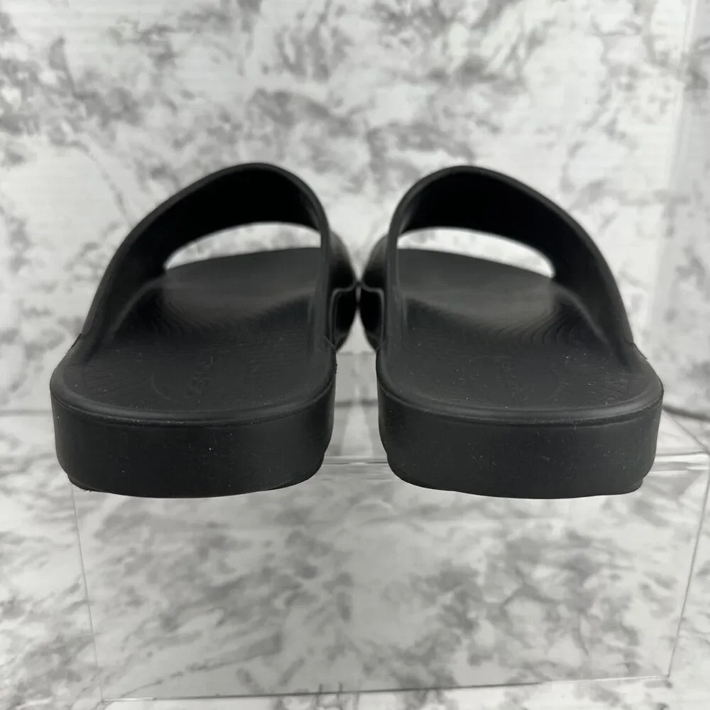 Oofos Ooahh Recovery Slide Sandals Size M 9 W 11 Solid‎ Black Rubber Slip On